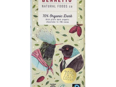 Bennetto Organic Chocolate Bar 70% Dark 80g on Sale